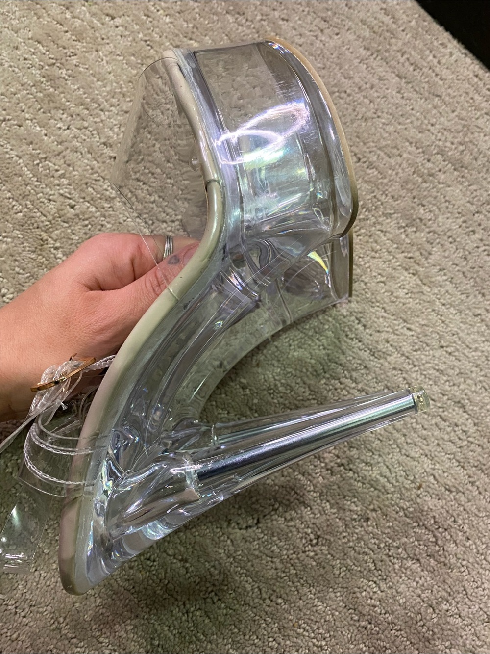 Nasty Gal Iridescent Clear Platform Stiletto Heels